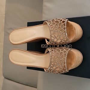 Sergio Rossi crystallized wedge sandals